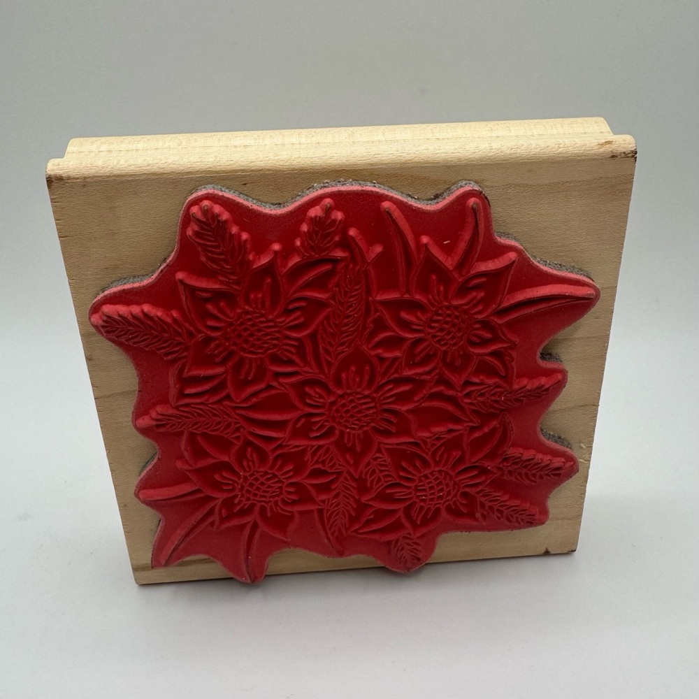 Wood-mounted Poinsettia Rubber Stamp made by the brand Just For Fun - Picture 2 of 5